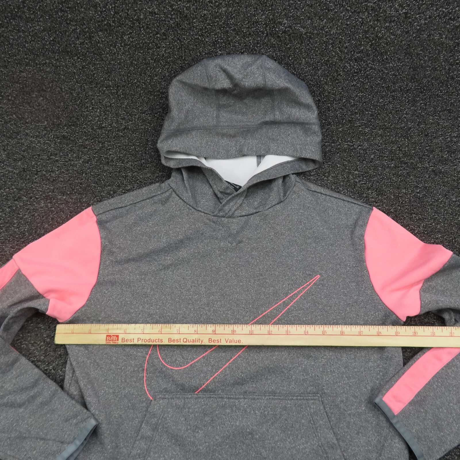 VETEMENTS Nike Felpa con Cappuccio Ragazza XL Grigio e Rosa Dri Fit Manica Lunga Corsa Traspirante Gioventù