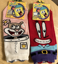 Set 2 Pairs Socks SpongeBob SquarePants Sandy Mr Krabs Women's -Low Ankle Cut-