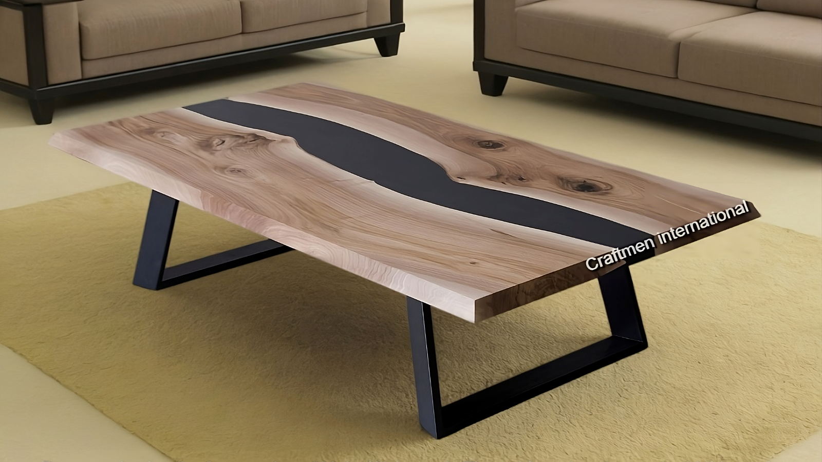 Black Epoxy Dining Table, Transparent Epoxy Wood Table, Deep black Epoxy Table