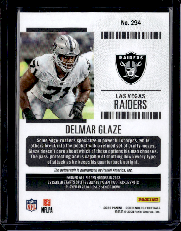 2024 Panini Contenders Rookie Ticket Auto Delmar Glaze | eBay