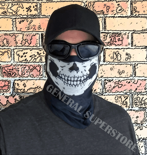 Skull Bandana Face Mask Tube Neck Gaiter Scarf Skeleton Motorcycle Headband Ski - Picture 5 of 29