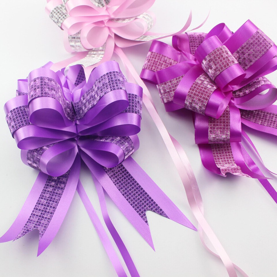 10 Pcs Organza Ribbon Pink Pull Bows Presents Chrismas Gift Decorative
