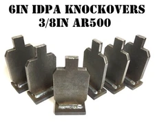 6in IDPA Knock-over Shooting Targets - 3/8in AR500 Steel - 6pc Rifle Target Set 