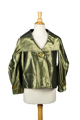 Ellen Tracy Chartreuse Water-Resistant Wide Collar Jacket Size 4 {Mint}