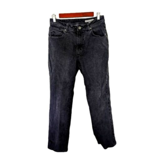 Chico's Platinum Black Factory Faded Straight Denim Jeans Size 1 (8) Regular