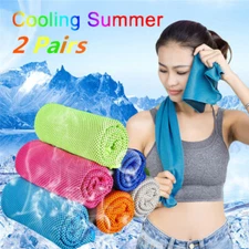 2 Pack Ice Cold Instant Cooling Towel Running Jogging Gym Chilly Pad Sports Yoga