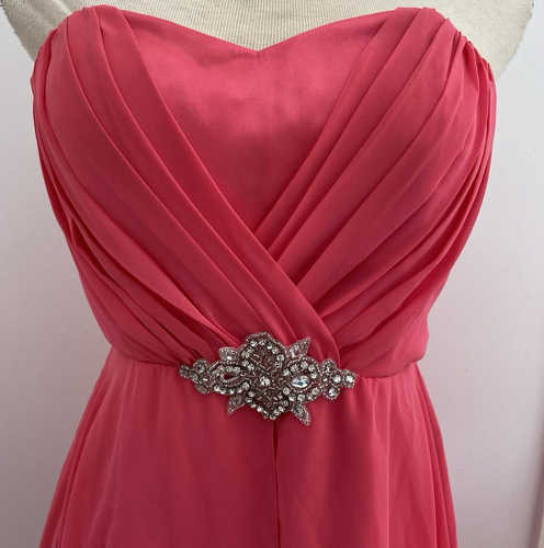 Bebe USA Womens Embellished Cocktail Party Dress Coral Layered Size 10 - Picture 2 of 19