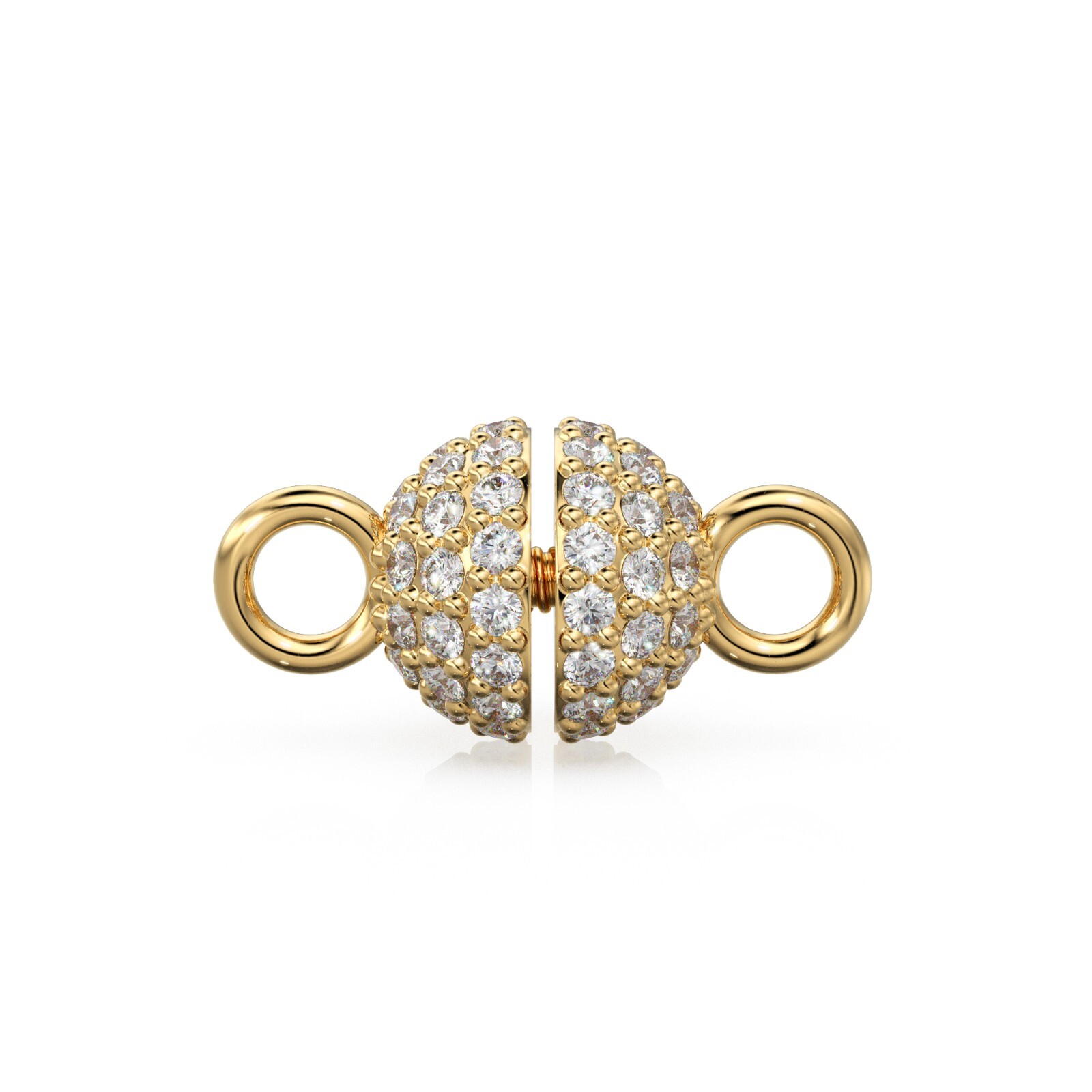 18k Gold Pave Diamond Ball Clasp 6mm Screw Lock Jewelry Finding