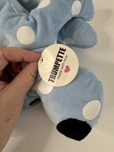 Tromba Peluche Cane Borsa Borsetta Blu Bianco Pois Peluche Giocattolo Orig Tag - Foto 7 di 9