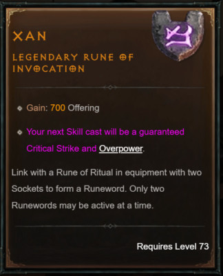  DIABLO 4 SEASON 6 - XAN Rune - Softcore Seasonal or Eternal - Vessel of Hatred