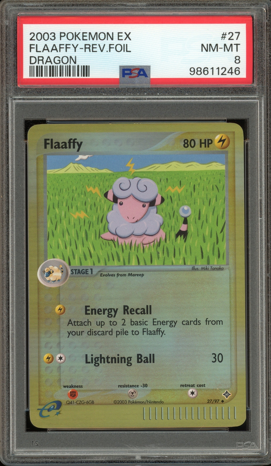 Pokemon Flaaffy EX Dragon Reverse Holo #27 PSA 8