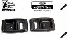 79-93 Mustang Inside Door Handle Bezels Pair Black With Screws Inner Bezel Kit
