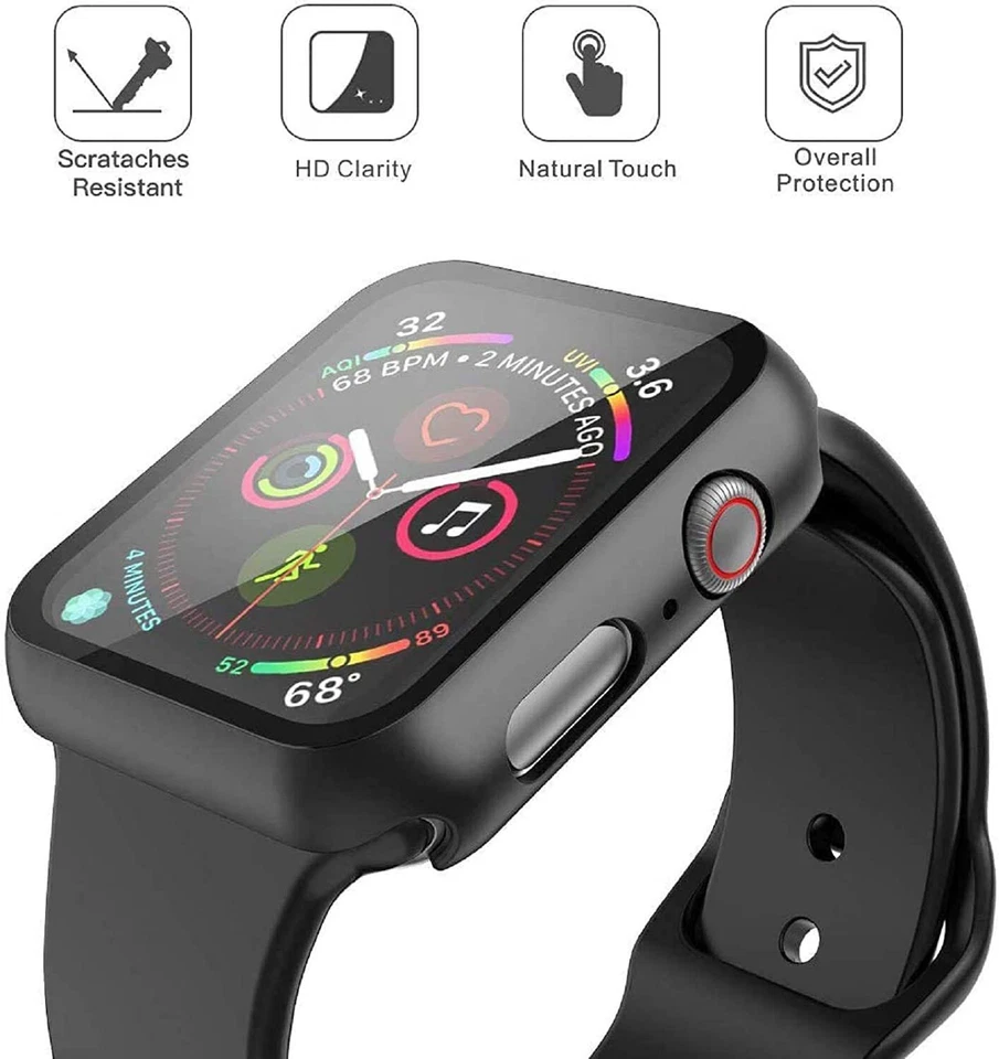For Apple Watch 7/6/5/4/3/2/1/SE Case Cover 38/41/42/45/40/44mm Screen Protector - Image 2 of 4