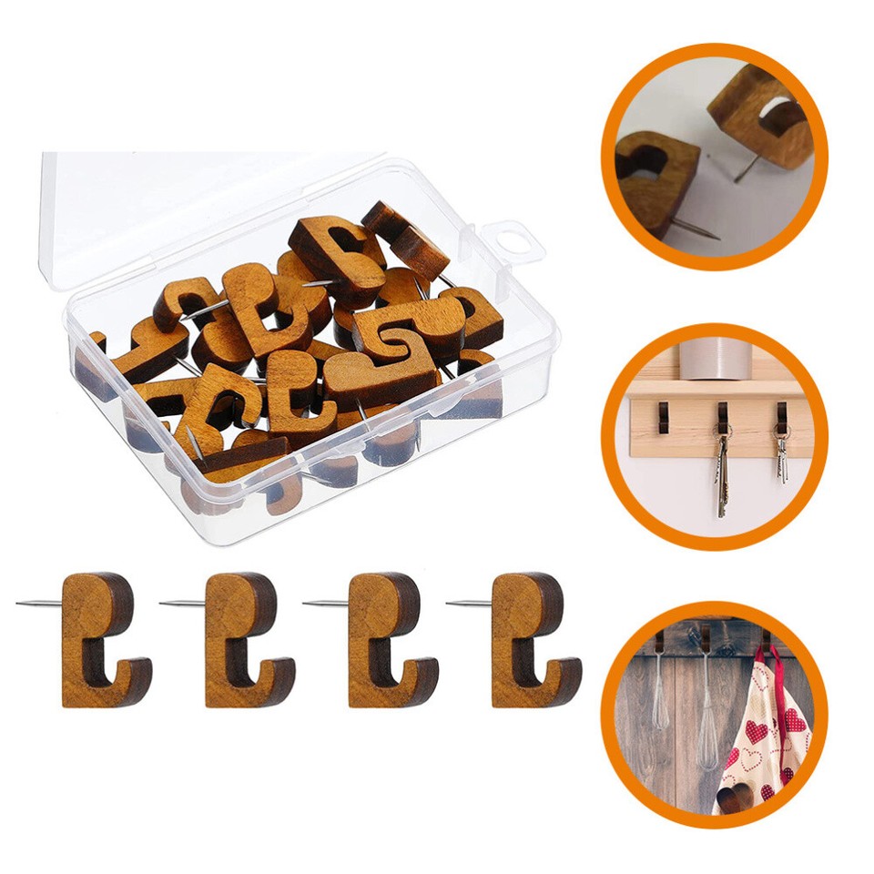 20 Pcs Delicate Thumb Tacks File Clips Bulletin Board Wooden Hook