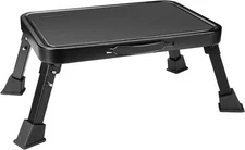 BONTEC Folding One Step Stool – Sturdy Metal, 330lbs Capacity, Wide Black 