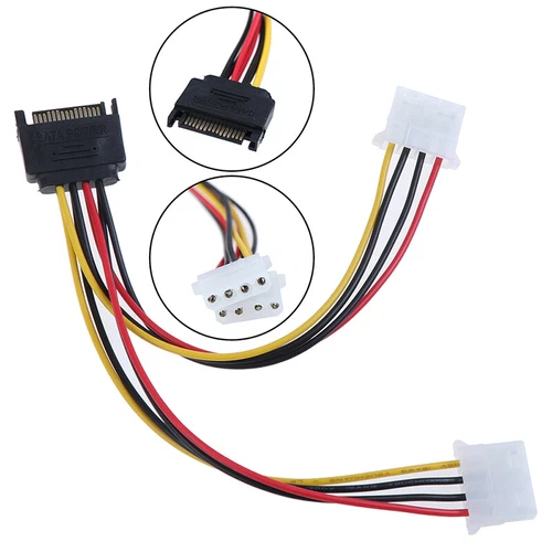 15Pin SATA Male to Double 4 Pin Molex Female IDE HDD Power HardDrive CableA.Z JW