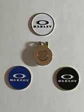 (3) Oakley Ellipse 1" Flat Coin Style Golf Markers W/ Bonus Hat Clip - A Beauty!