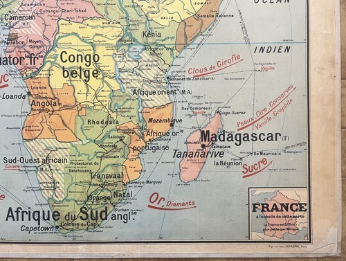 🌍 Ancienne carte scolaire Vidal-Lablache 17, 1930 - Afrique politique, colonies - Afbeelding 6 van 6