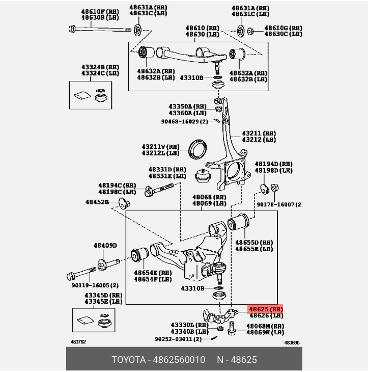TOYOTA GENUINE 4862560010 ATTACHMENT, FRONT LOWER BALL JOINT, RH