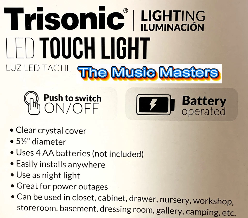 2X Táctil Push On Off LED Batería Luz Utilidad Armario Iluminación de Emergencia Foto 3 de 4