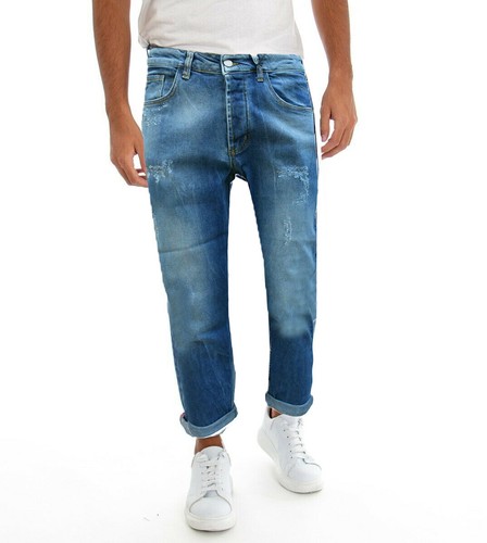 Jeans Uomo Pantaloni men Denim con cavallo basso Just West slimfit  Stonewash Blu | eBay