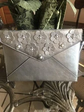 ✨New REBECCA MINKOFF Leather Silver  (see Desc) With Flowers