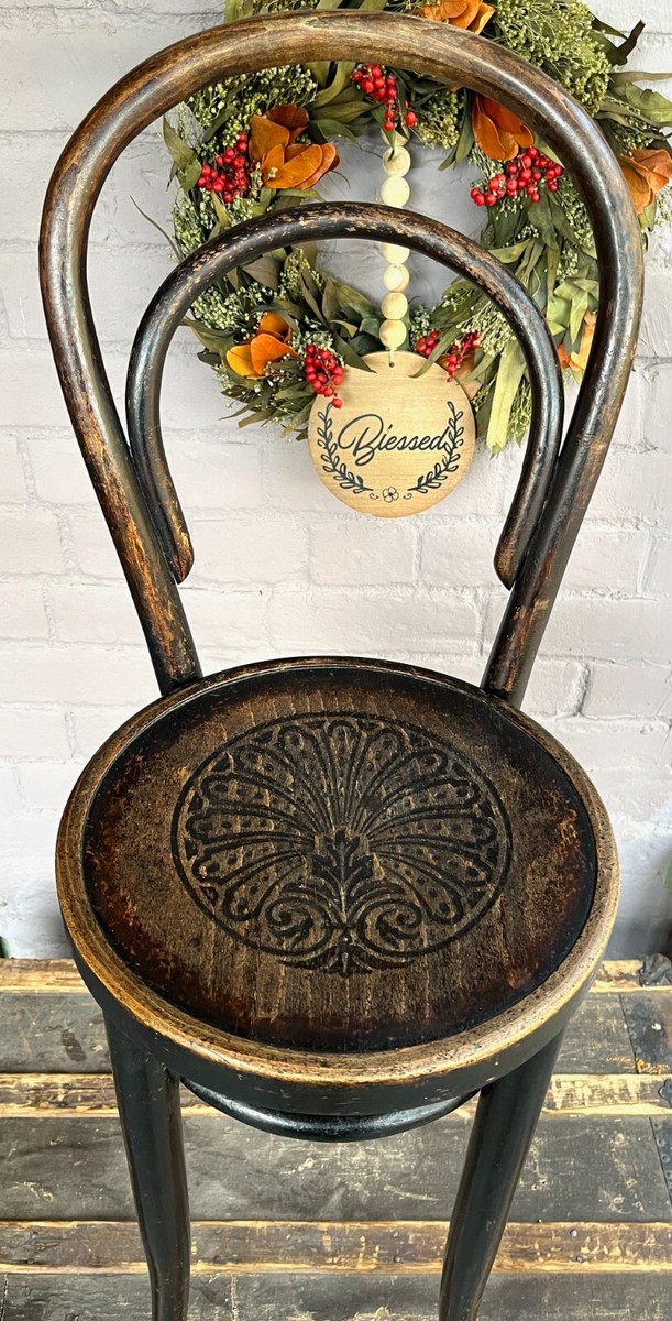 椅子 Thonet Bentwood Chair Bentwood Thonet Bistro Cafe Chair Carved Peacock Feather