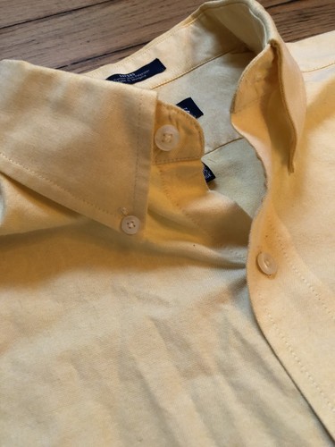 Camisa grande para hombre Chaps con botones de vestir Oxford amarilla manga larga 16/16-5 - Imagen 2 de 8