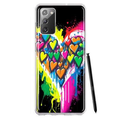 For Samsung Galaxy Note 20 Shockproof Case Rainbow Hearts Graffiti Art
