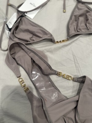 BNWT Celine Triomphe Two Piece Bikini Swim in Matte Jersey