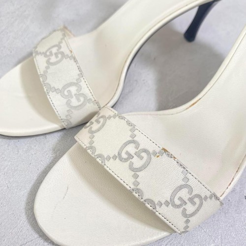 GUCCI Sandals GG Shima White Size 21.5cm in Good Condition - Picture 2 of 11
