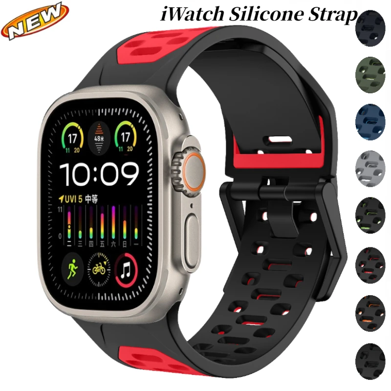 Correa de silicona para Apple Watch Ultra 2 49mm Series 9/8/7 45mm  