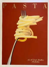 Original Small Pasta Poster by Razzia, Signed