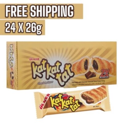 Ulker Kat Kat Tat Chocolate Puff Pastry Cocoa Cream Filling (24 pcs x 26g) Halal