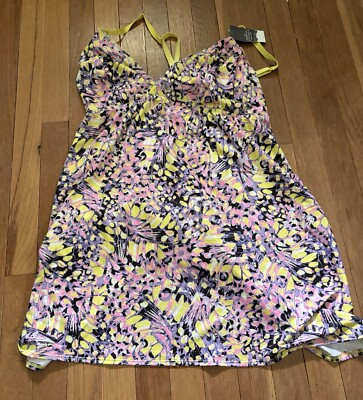 Plus Sz 26/28 Cacique Babydoll Chemise Lingerie Sexy Slip 3X Gown Pink Lime 