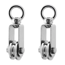 2PCS Stainleless Steel M6 Small Pulley Wheel Pulley for Rope Cable Pulley Block