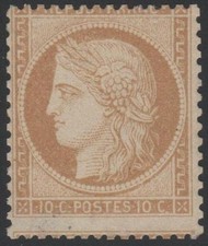 FRANCE STAMP TIMBRE N° 36 a " CERES  10c BISTRE-BRUN  1870 " NEUF xx TB SIGNE