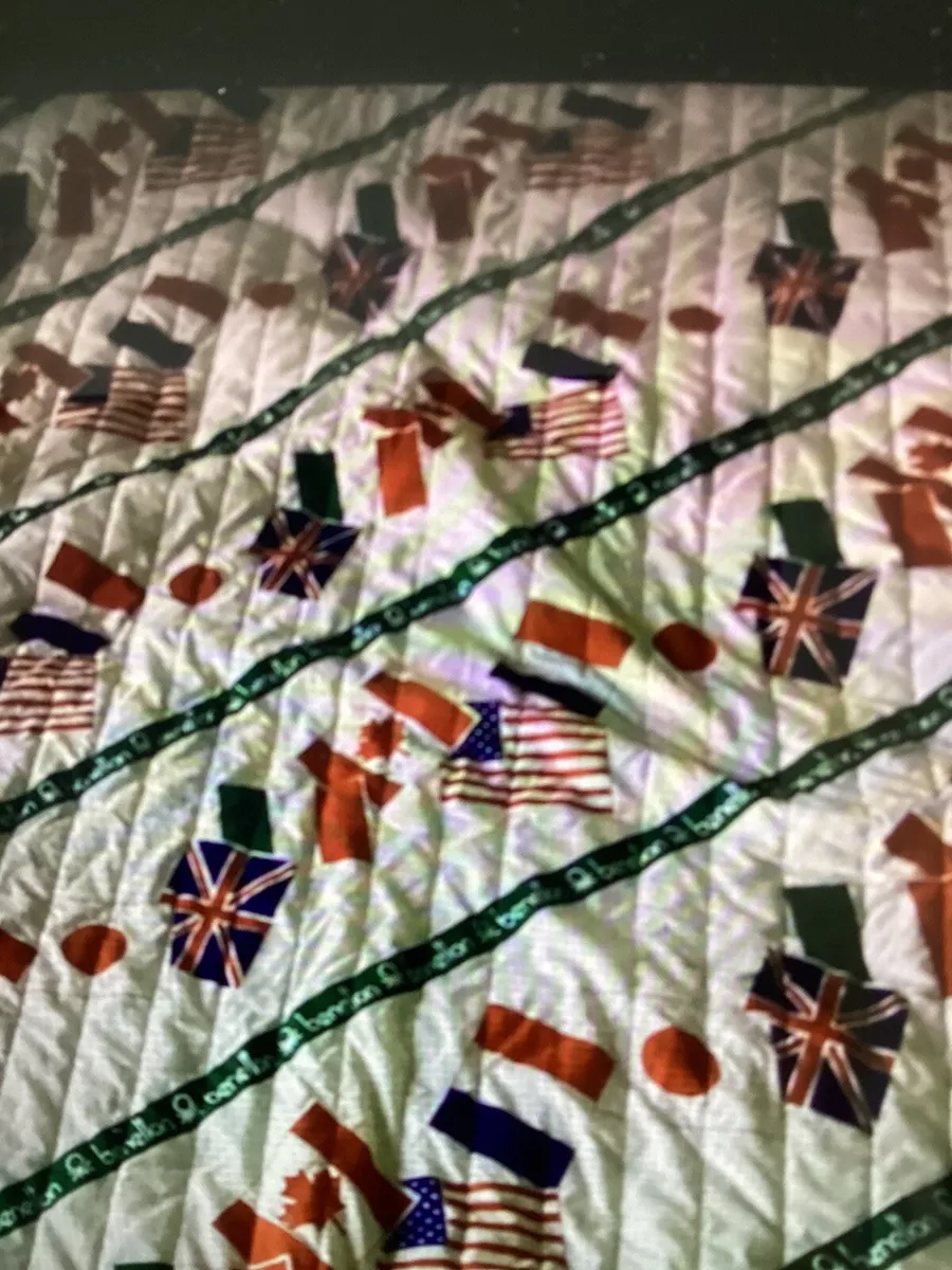 Vintage 80s 90s United Colors of Benetton Twin Size Comforter Bedspread Flags