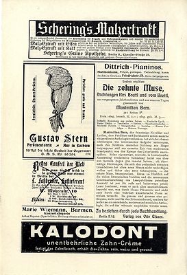 Schering Grüne Apotheke Gustav Stern Perücken Marie Wiemann Histor.Annoncen 1902