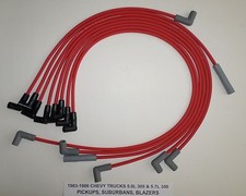 1983-1986 Chevy Pickup-blazer-suburban 5.7l 350 305 8mm Red Spark Plug Wires-usa 1983-1986 Chevy Pickup-blazer-suburban 5.7l 350 305 8mm Red Spark Plug Wires-usa