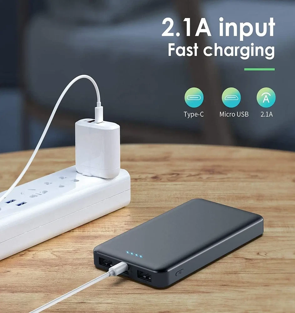 Power Bank 10000mAh Backup Battery 2 USB Cell Phone Smartphone Portable Charger