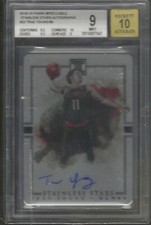 TRAE YOUNG 2018-19 PANINI IMPECCABLE STAINLESS ON CARD AUTO RC /99 BGS 9 W 10 AU