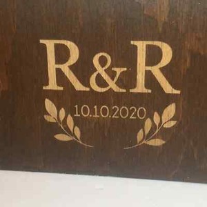 Gold Monogram Wooden Wedding/Event Money Card Box