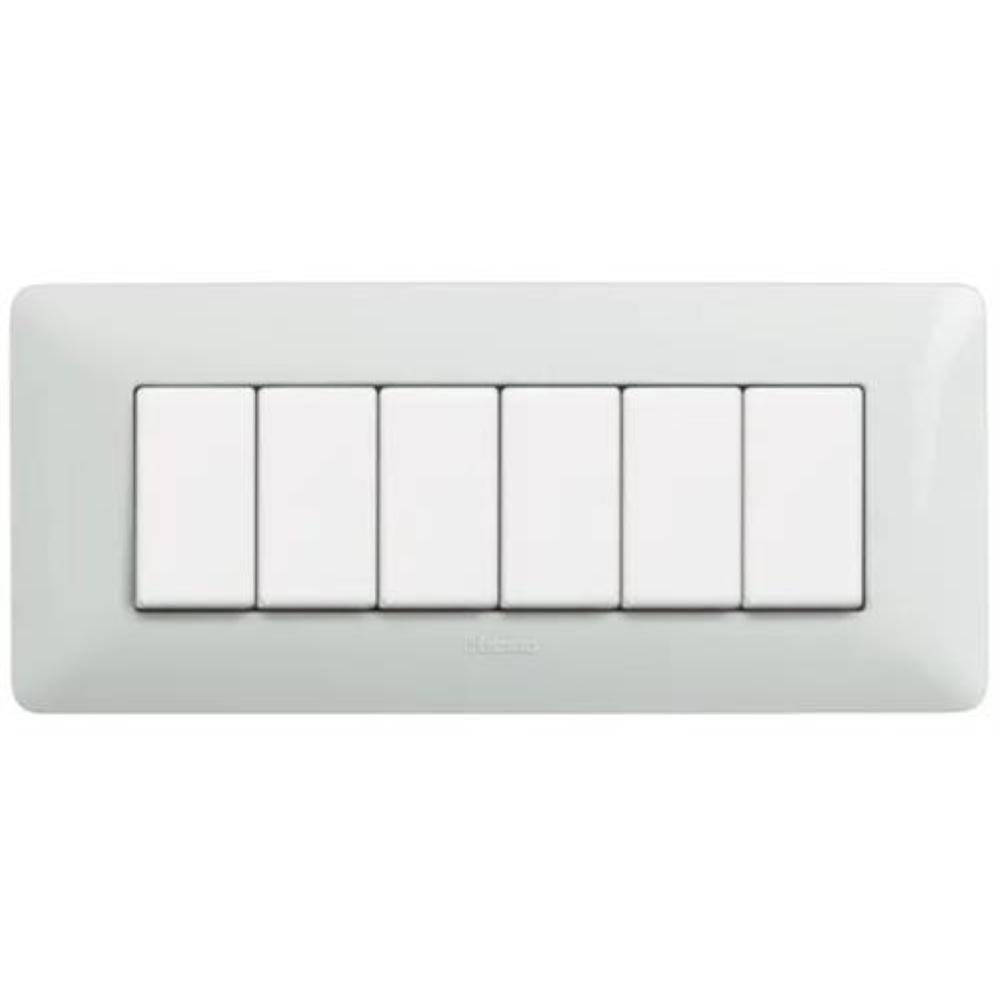 PLACCA 6 MODULI COLORE BIANCO SERIE ELETTROCANALI EASY COMPATIBILE SERIE MATIX