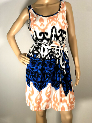 Peach Love Cream California Women 's Spring Summer Dress Pink Blue Size  Large | eBay