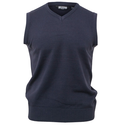 Relco Herren Strick Tank Top Retro Mod Skinhead V-Ausschnitt Schwarz Navy