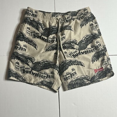 Budweiser PACSUN ナイロン スイムショーツ S 赤 白 青 総柄 Budweiser
