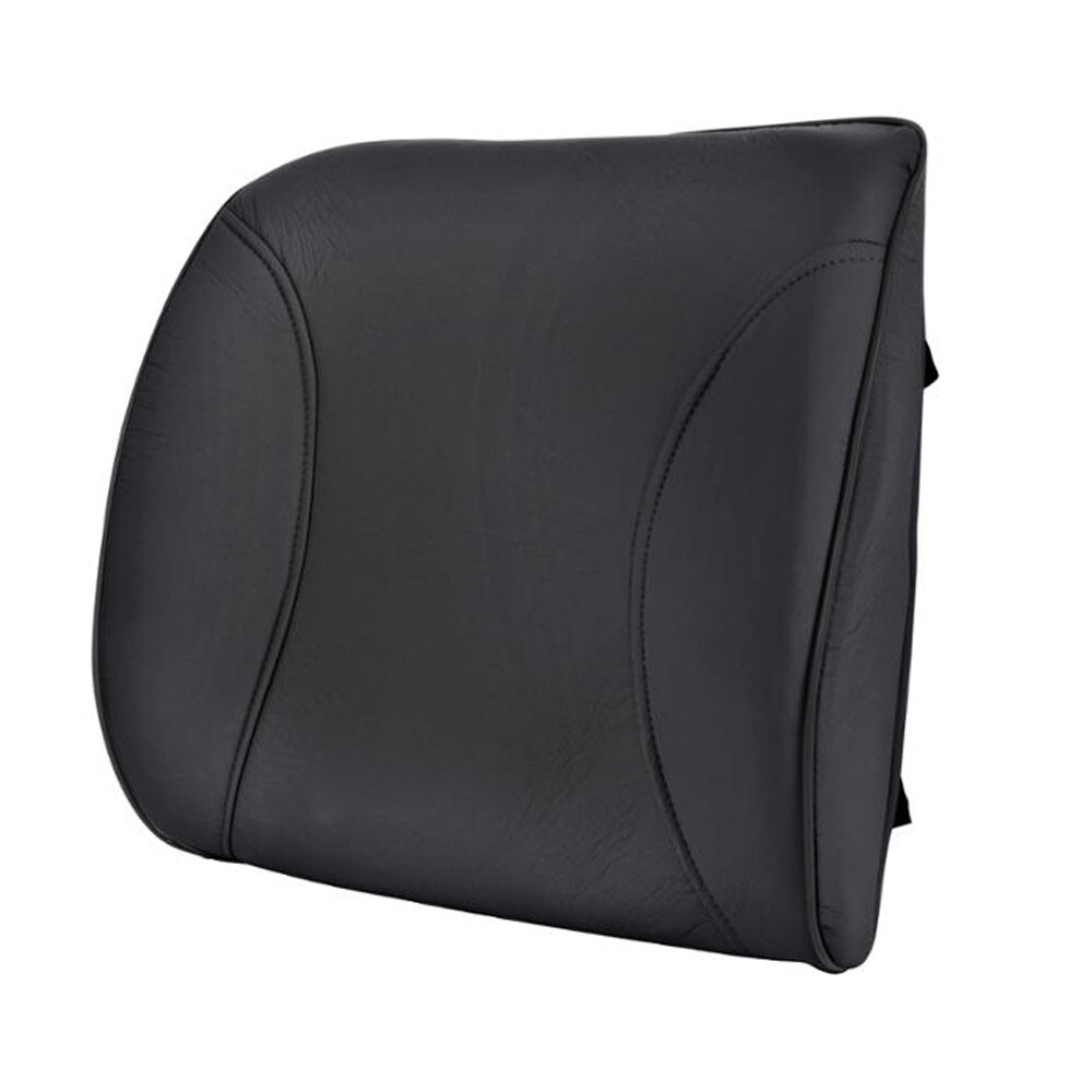 Motor Trend Lumbar Support Seat Cushion for Lower Back, Black Faux Leather