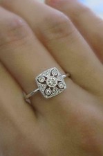 Simulated 1.3CT Round Cut White Sapphire Art Deco Engagement Ring In 935 Silver