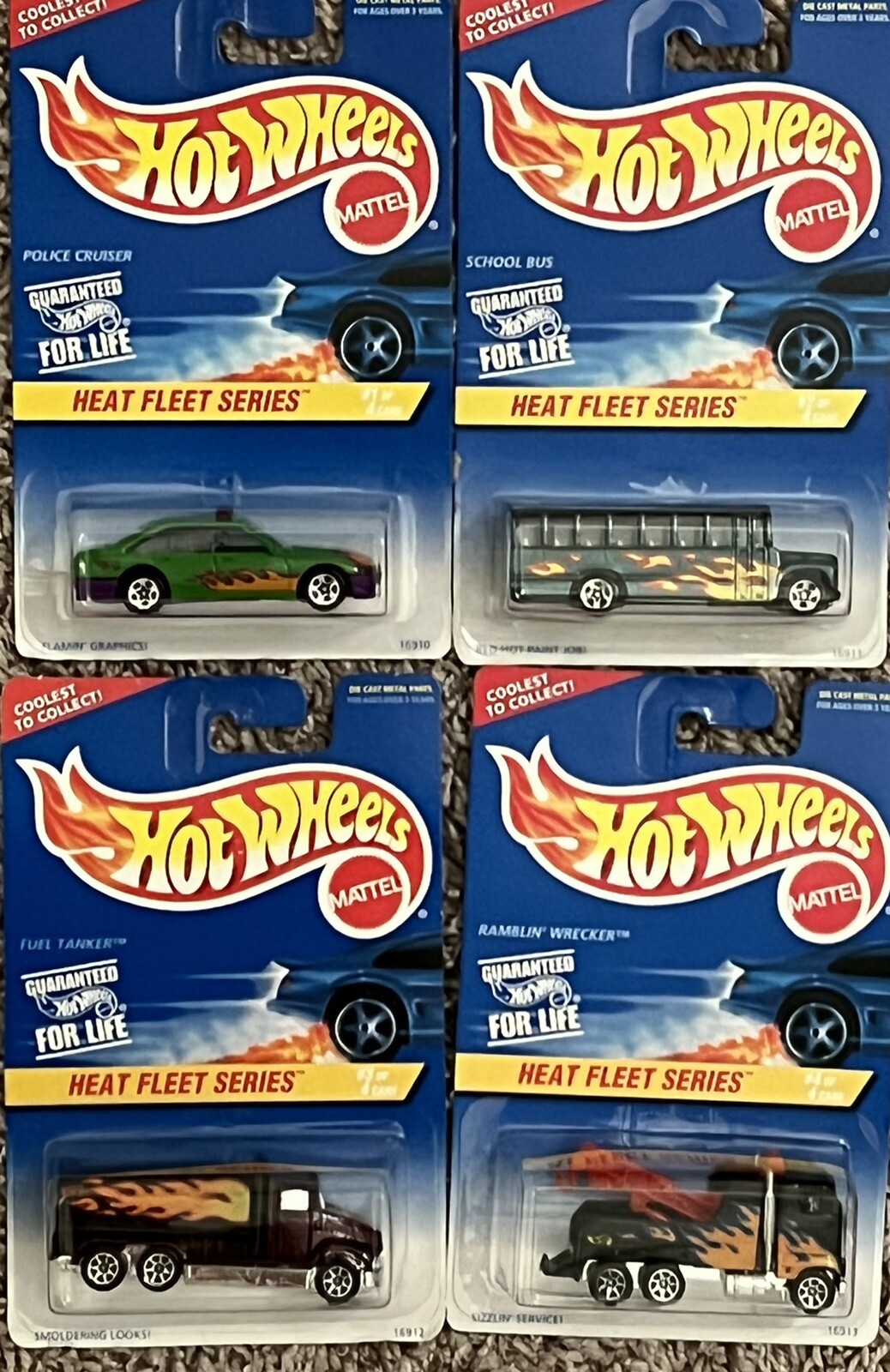 1996 MATTEL Hot Wheels " Heat Fleet " Series Complete Set Of 4 Bus